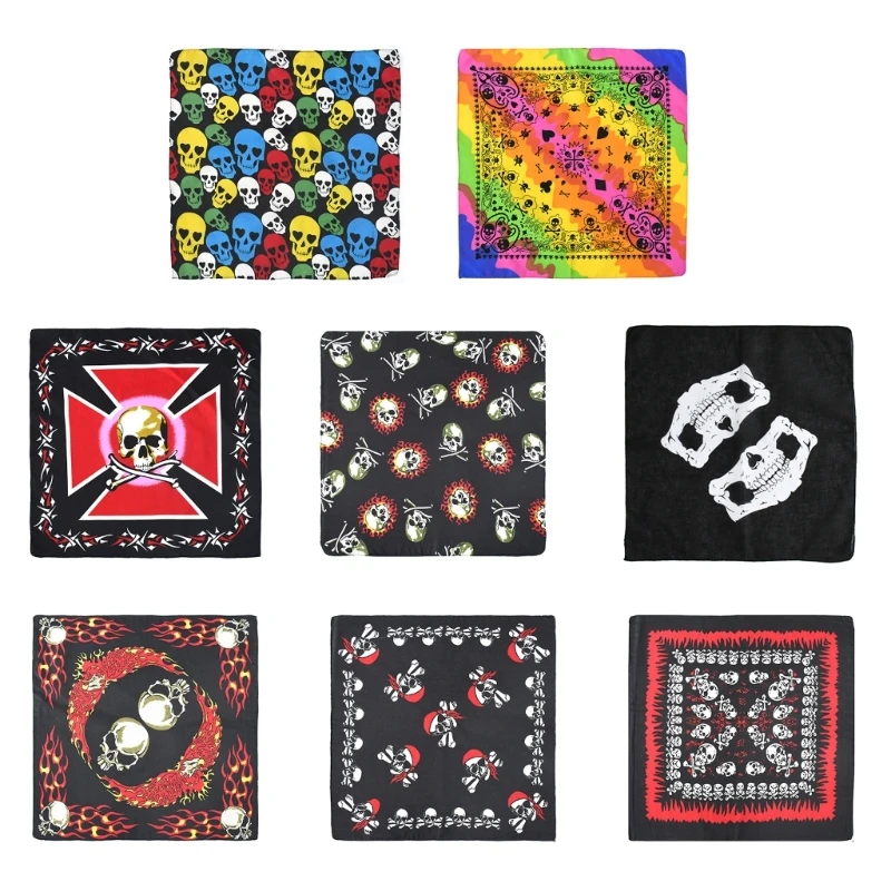 

Bandana Cotton Halloween Bandana Skull Pattern Hip-hop Head Wrap Scarf Wristband Headbands Hairscarf Dropship