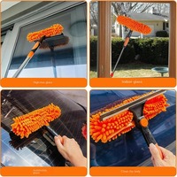 Long Duster Window Cleaning Squeegee Dusting Cleaning Extension Pole Window Wiper Microfiber 2 In 1 Washing Window Washing Kit