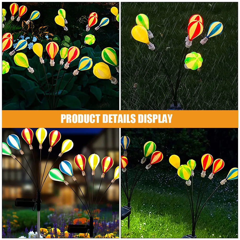 

2pcs Garden Light Hot Air Balloon Decorative Led Stake Lamp For Yard Lawn Landscape Outdoor Solar Lights Waterproof Solar