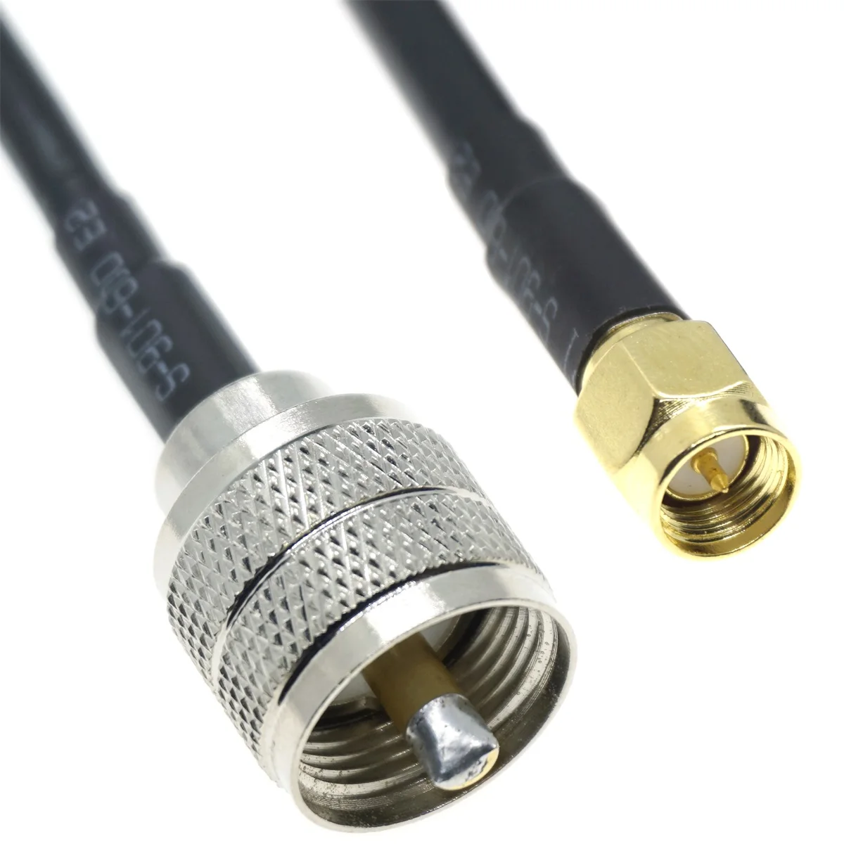 

15/30/50/100cm 3M RG58 PL259 UHF Male PL-259 Plug to SMA MALE Coaxial RF Cable Brass 50Ohm