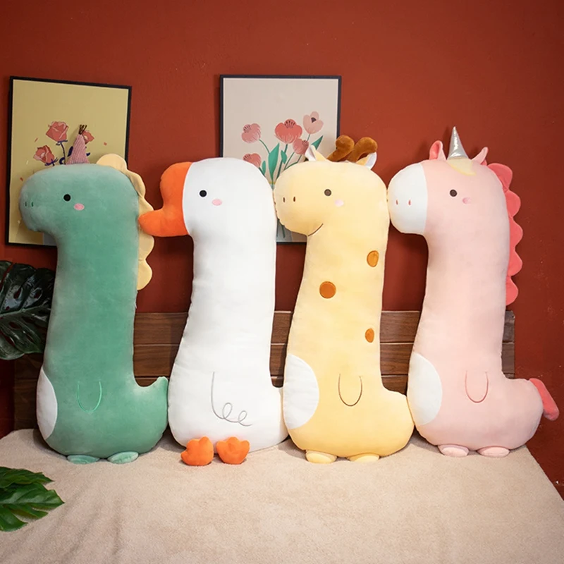 120CM Soft Cartoon Animal Pillow Cushion Cute Fat Dinosaur Unicorn Goose Giraffe Plush Toy Stuffed Lovely Kids Birthday Gift