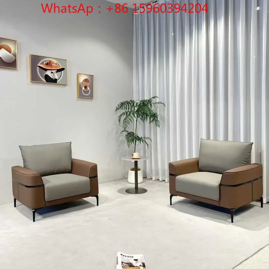Small fresh office sofa Simple modern sitting area Reception business office sofa tea table combination three-person