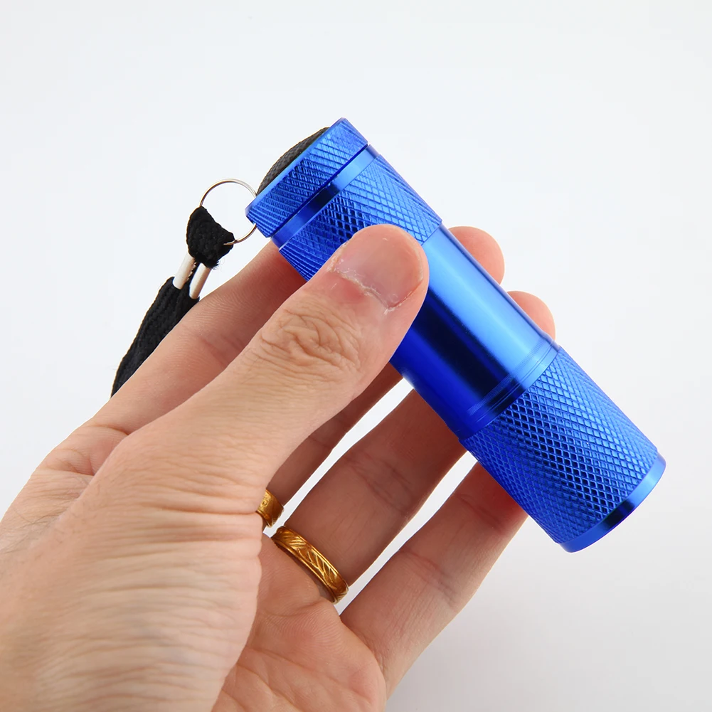 

Ультрафиолетовые фонарики для кемпинга, задняя подсветка из алюминиевого сплава, 9 светодиодов, 2 Вт, 395 нм, питание от батарейки ААА, противоскользящие, для домашнего использования