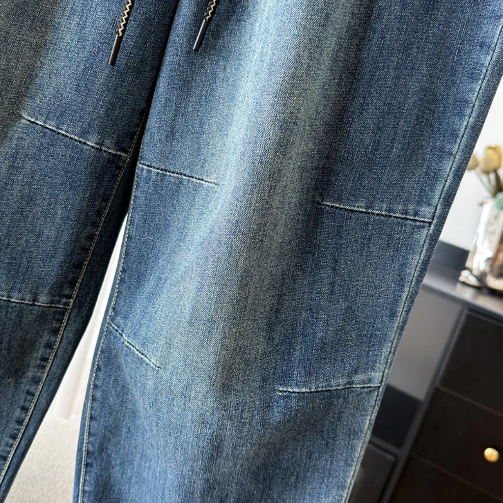 

Облегающие джинсовые брюки очень большого размера с высокой талией для женщин, повседневные свободные брюки для полных девочек, 300 кг, высокая эластичность