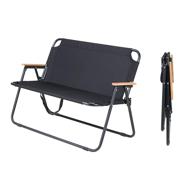 Outdoor Chair Double Living Leisure Seat  Backrest Chair Bench Natural Chair Room Camping Folding Chair