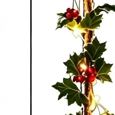 Light Up Ghosts On Swing With Ivy Garland And Red Berries Warm Glow Hanging Ornaments For Christmas Tree Yard Porch Holiday Deco