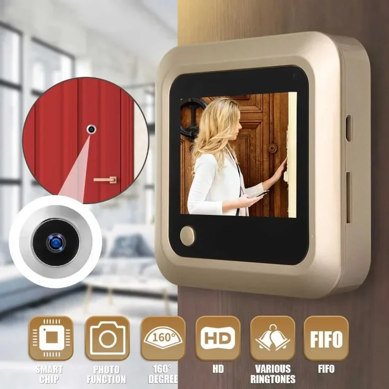 2.4 inch LCD Color Screen Digital Doorbell 120 Degree Eye Doorbell Electronic Peephole Door Camera Viewer Door Bell for Home