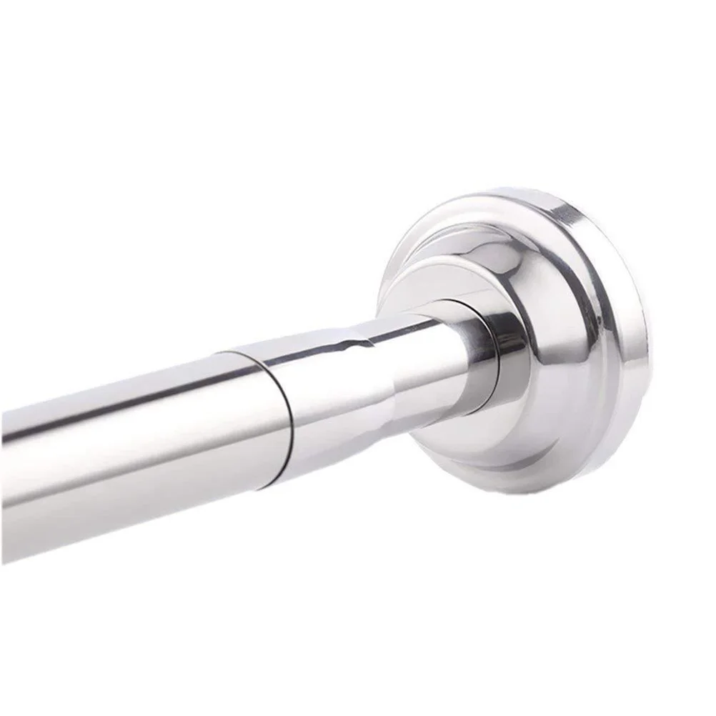 Telescopic Stainless Steel Clothes Drying Rod Extendable Clamp Free for Bathroom Shower Curtain Wardrobe Tension Rod Rust Proof