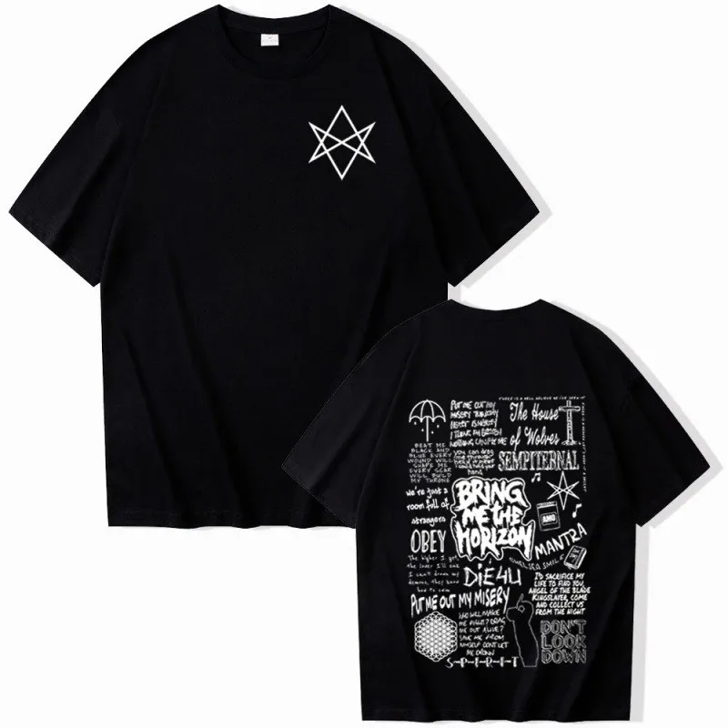 Bring Me The Horizon Summer Men's 100% Cotton T-Shirt Short Sleeve Y2K Hip Hop Street Casual Fashion Men's Clothing