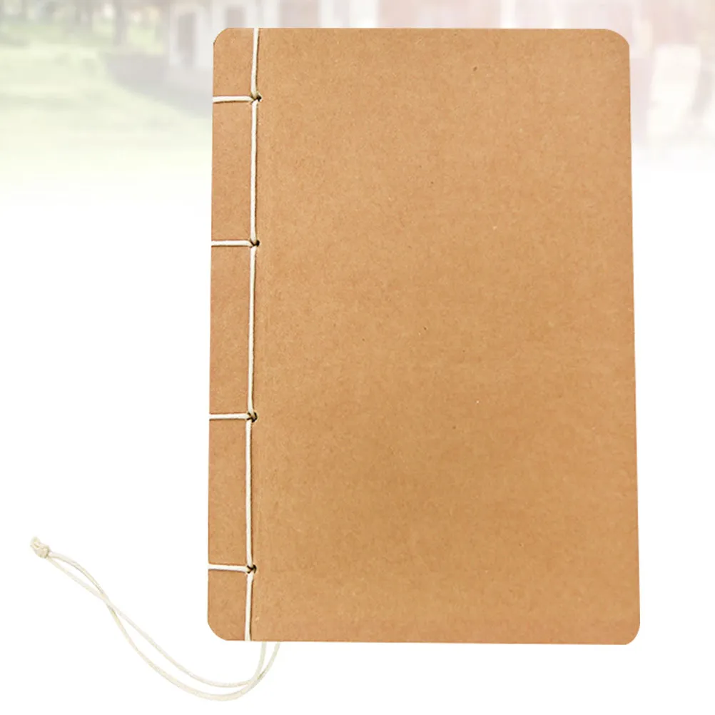 1Pcs A5 Retro Kraft Paper Notebook Handmade Thread-Bound Blank Pages Eye-Friendly Cream-Colored Paper for Diary Travel Journal