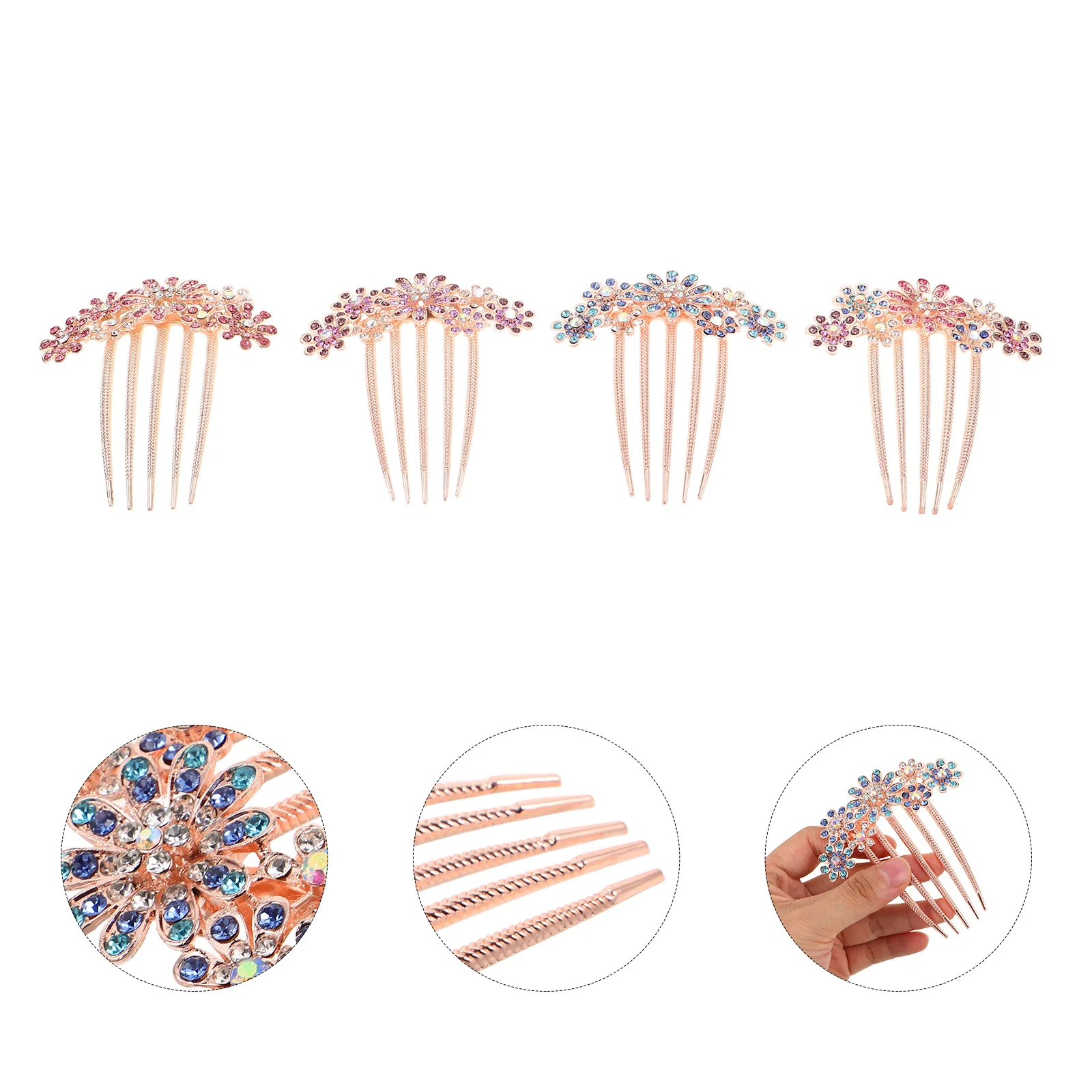 

4 Pcs Decorative Hair Clips for Women Comb Decoration Accessories Barrettes