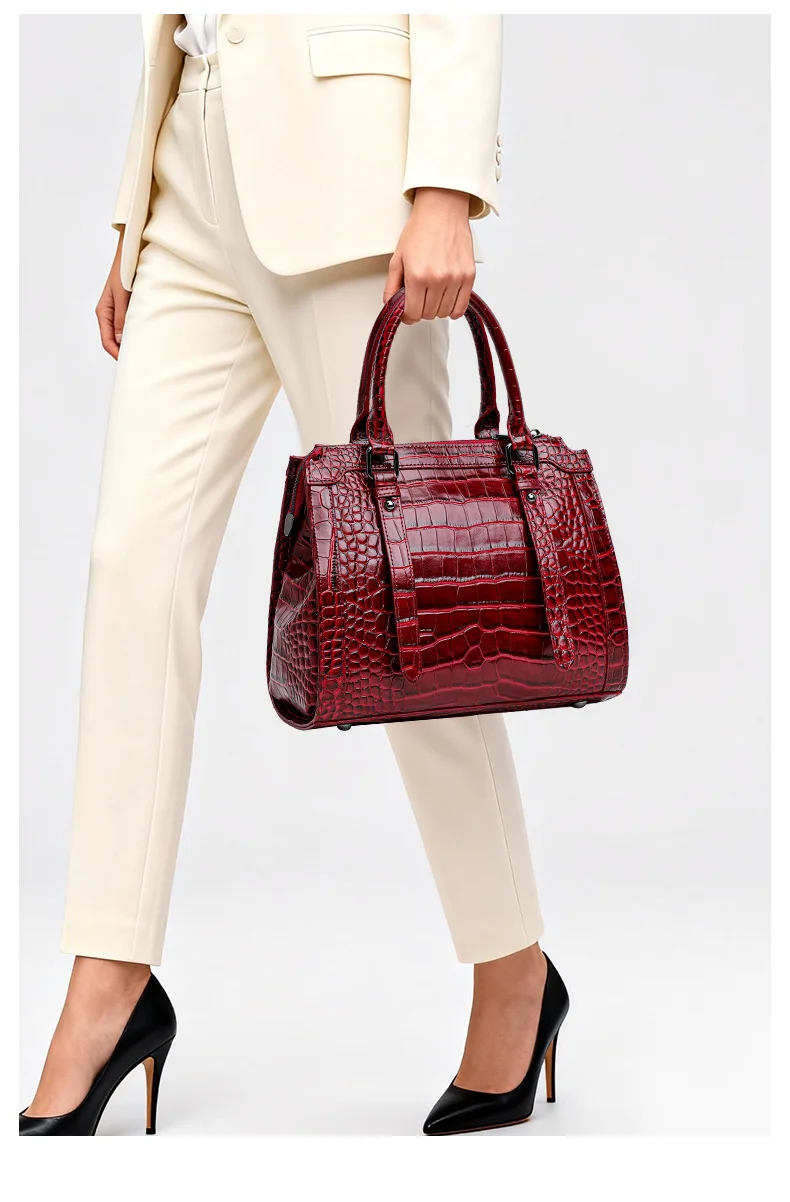 2026 Neu eingetroffene Echtledertasche, hochwertige, elegante Handtasche, geräumige Pendler-Schulter- und Umhängetasche – Detail 3