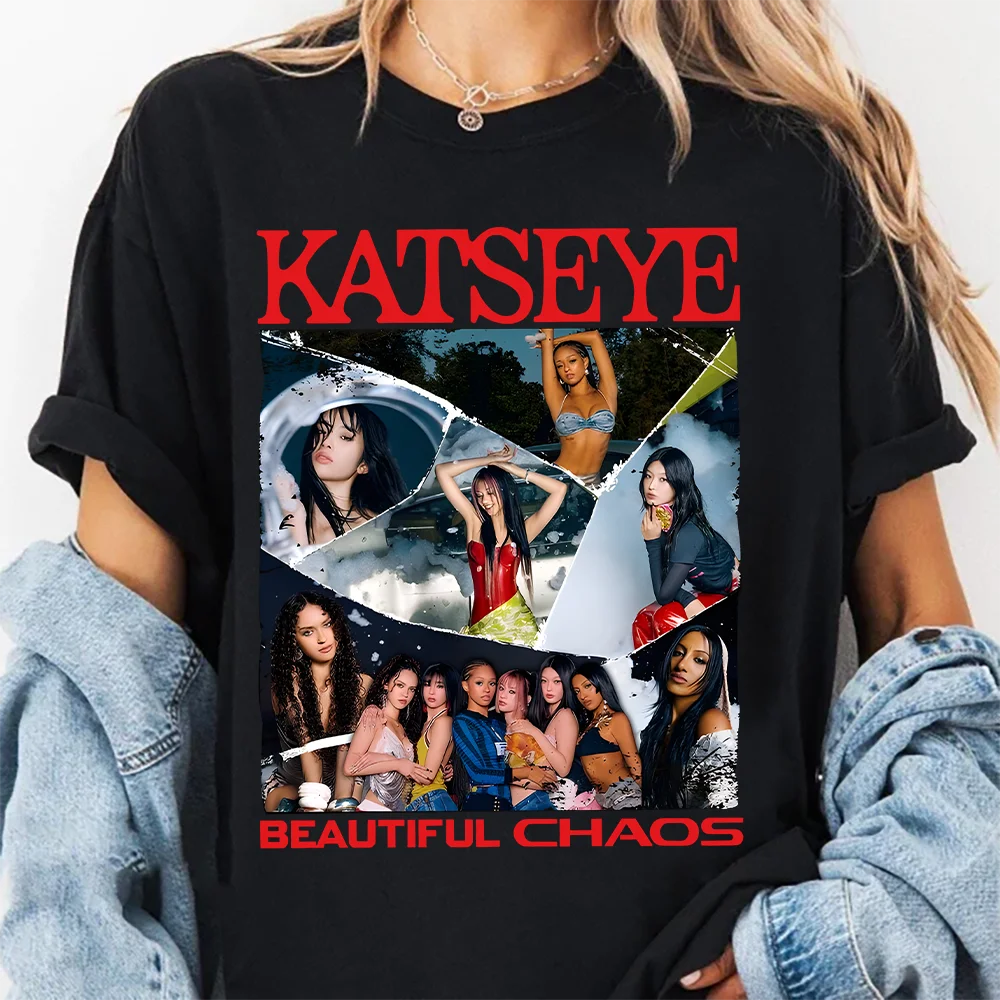 

KATSEYE The Beautiful Chaos T Shirt Fashion Summer Hot Sale Graphic Clothing Unisex Hip Hop Streetwear Y2K Tees T-shirts