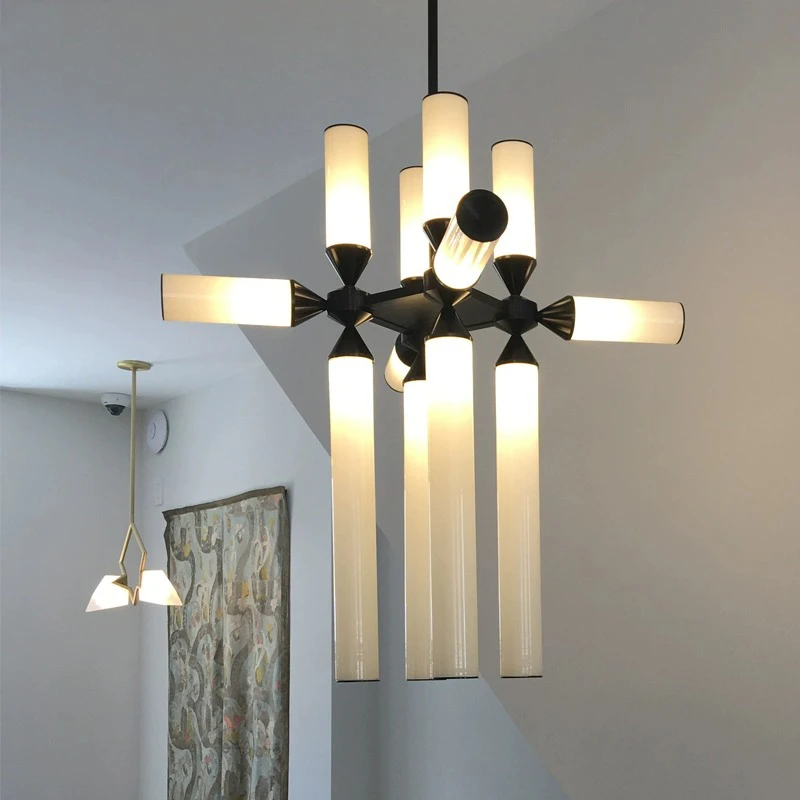 Designer Glass Tube Chandelier Modern Living Room Pendant Lamp For Bedroom Bedside Cafe Home Decor Led Dining Room Hanging Lamp