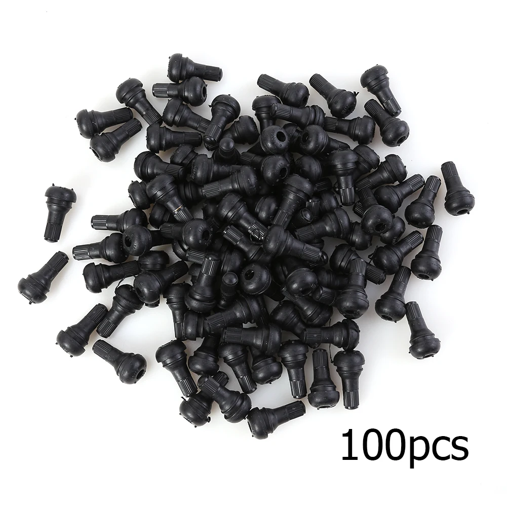 100pcs TR412/TR413/TR414 Snap In Short Black Rubber Valve Stems TR412 Tubeless Tire Tyre Valves for Car Motorcycle Parts