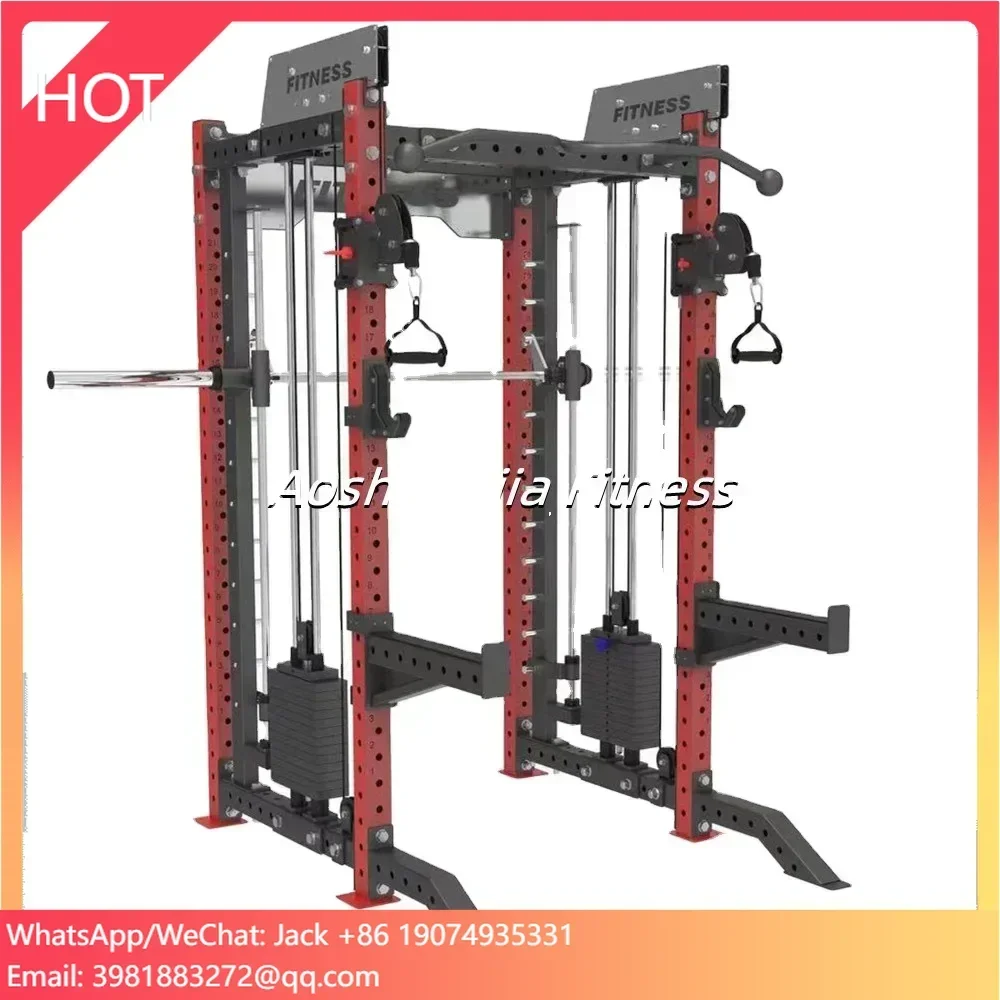 2025Smith Machine Multi Functional Station Squat Rack Combo Smith Cable Crossover Power Pully Gym Equipment Multipower Trainer