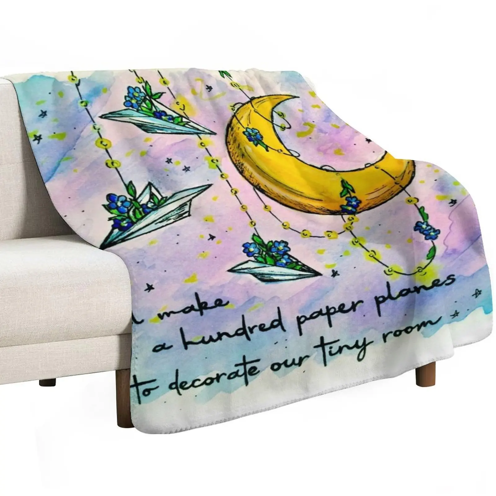 Little Miss Why So Paper Planes & Forget-Me-Nots Inspired by The Amazing Devil Throw Blanket warm for winter Bed linens Blankets
