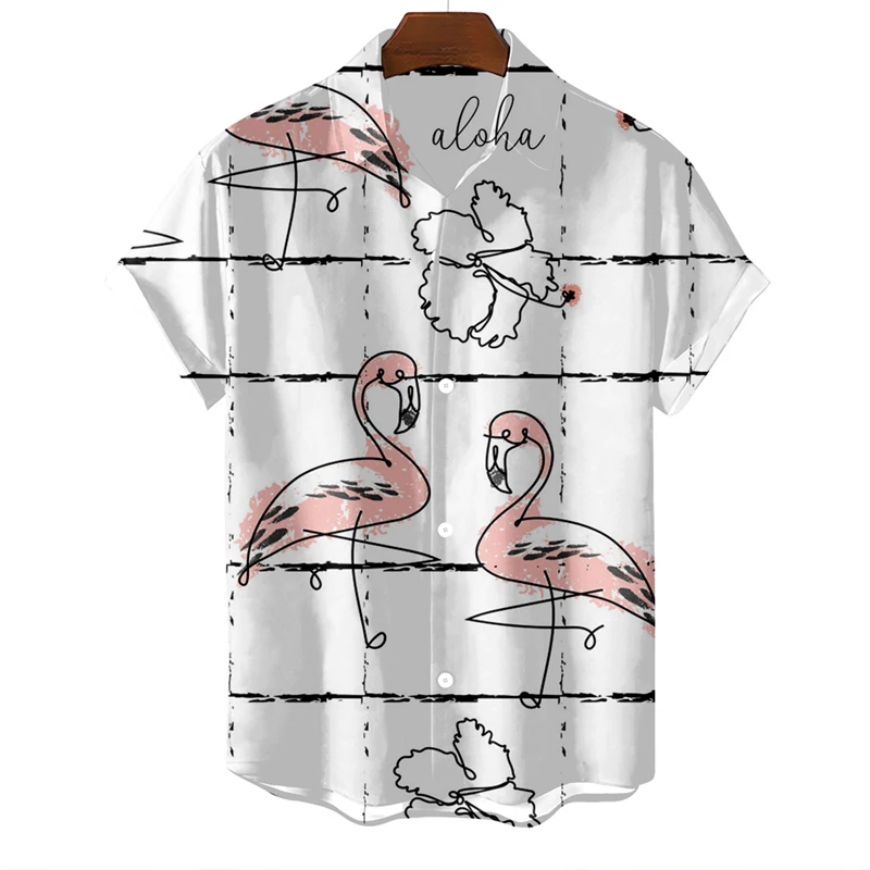 Hawaiian Style 3d Printed Shirt Men's Clothing Animal Flamingo Parrot Funny Shirts Casual Streetwear Outdoor Lapel Button Blouse