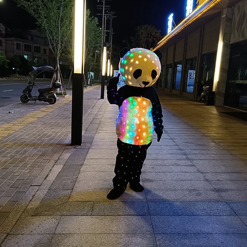 Panda Mascot Costume Luminous Cartoon Doll Bear Cosplay Suit Clothes Large-scale Event