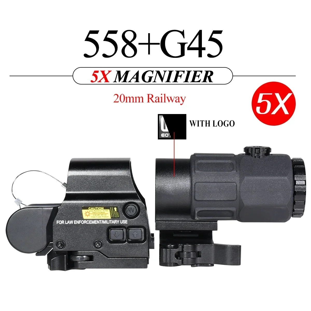 NONE Eot**h 558 G43 Lupe Holographische Anblick Umfang Klapp Seite Flip G45 5X Lupen für 558 556 553 Taktische Reflex Zielfernrohr 10
