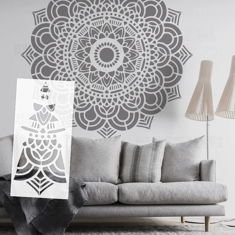 140cm - 180cm Stencil For Painting Wall Decorative Template Furniture Makers Putty Decor Big Large Mandala Ceiling Round S107