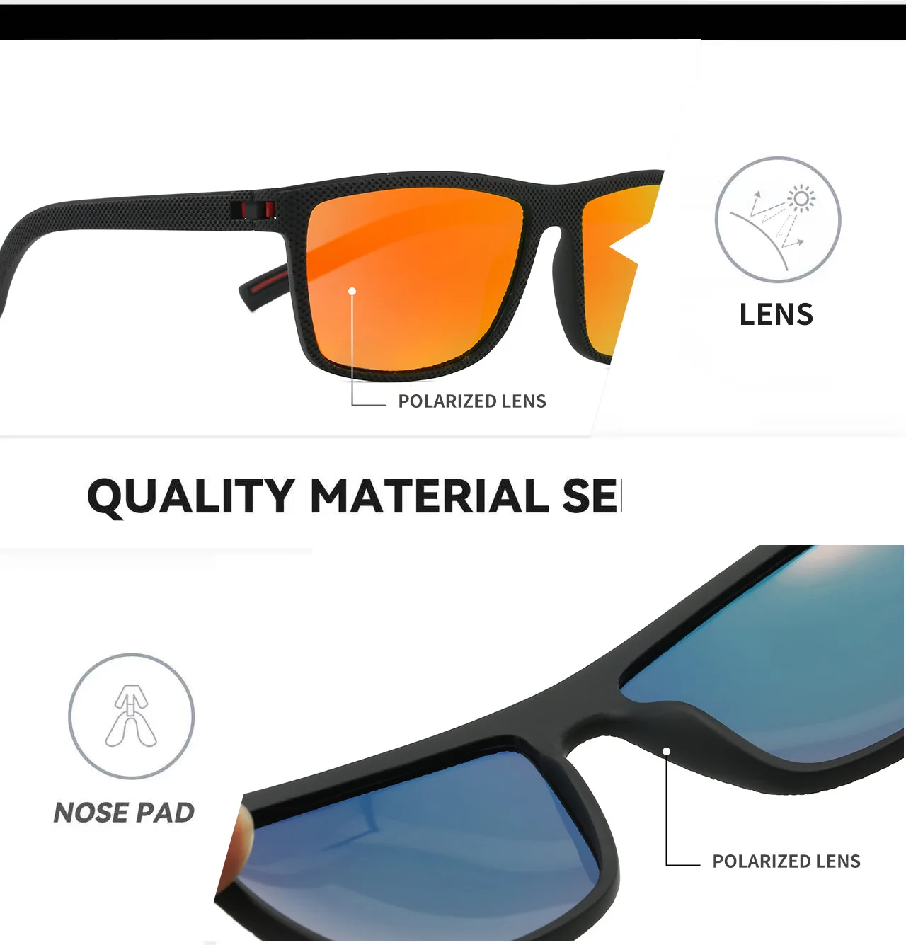 1/2PCS Polarisierte Fahren Sonnenbrille Männer Sonnenbrille Frauen UV400 Platz Retro Sonnenbrillen Outdoor Sport Brillen Angeln Schutzbrillen – Detail 4