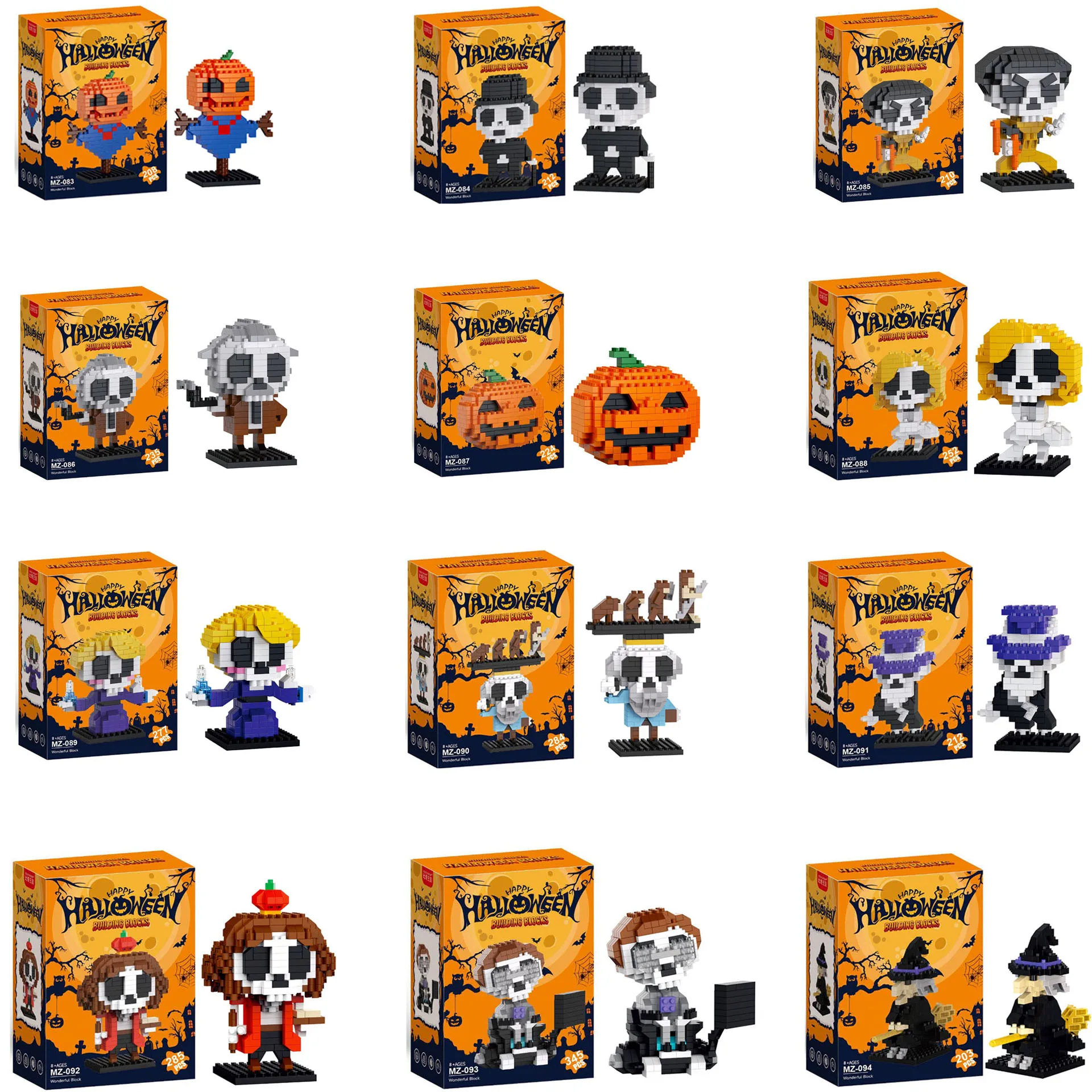 2026 NEW Halloween mini blocks, skeletons, pumpkins, witches, Halloween decorations, children's and adult toys