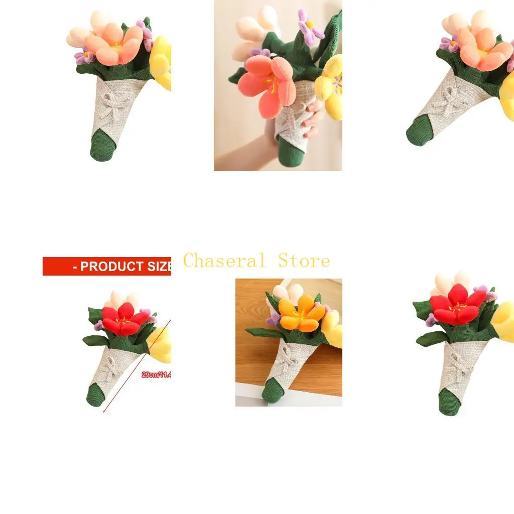 

E7CE Искусственный цветочный плюшевый букет Прекрасные цвета Легкий чистый подарок для декора свадебной вечеринки