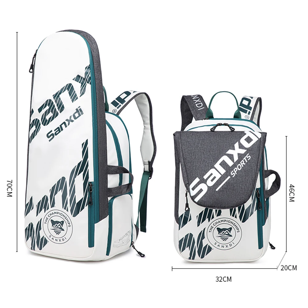 Borsa portatile per 3 racchette da tennis Zaino resistente all'usura per racchette da badminton Zaino sportivo multifunzione traspirante per sport all'aria aperta
