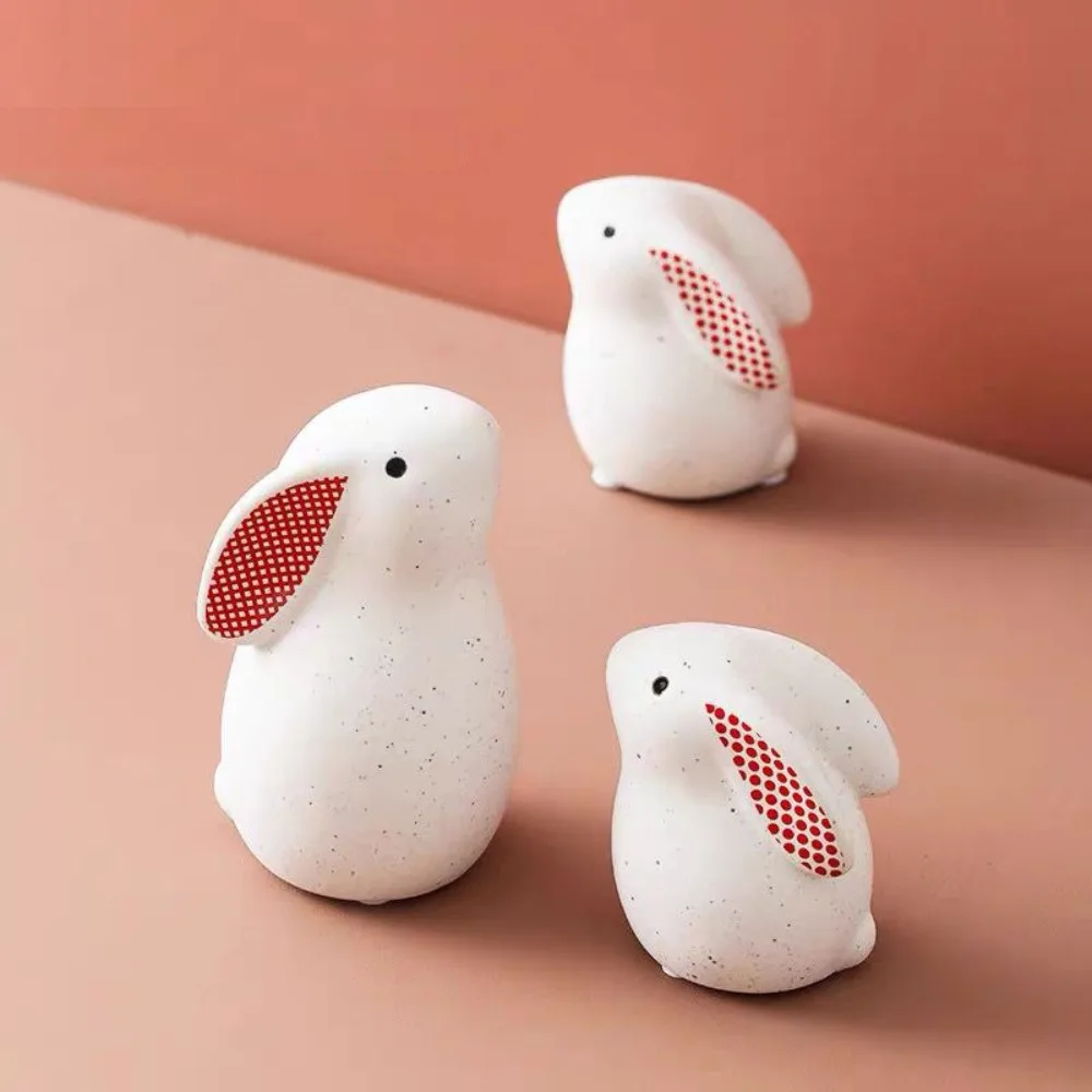 

Nordic Ceramic Rabbit Decor Cute Forest Style Mini Figurine Desktop Decoration Simple Fresh Home Ornament
