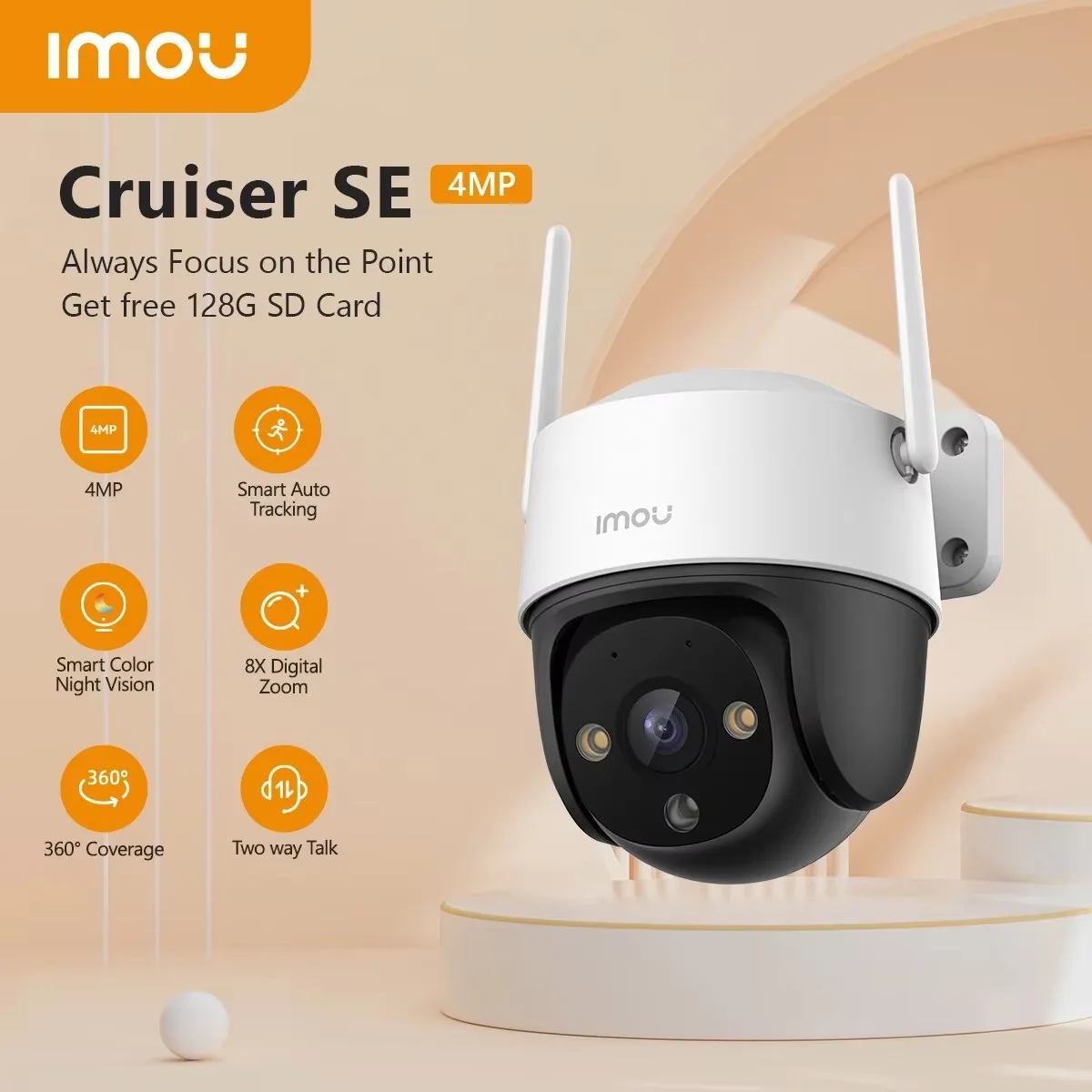 IMOU Cruiser SE+ 4MP 3MP PT WiFi Camera Smart Night Vision Smart Tracking AI Human Detection IP66 Weatherproof Outdoor Camera