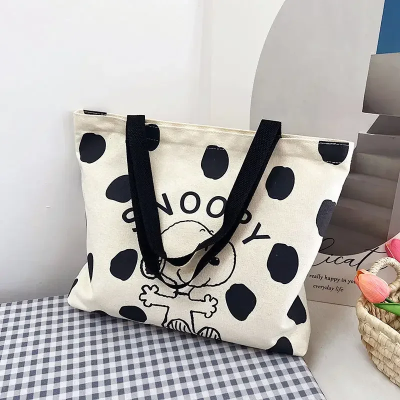 Fashion Cartoon Snoopy Handbag Canvas Bag Women High Capacity Bag Versatile One Shoulder Tote Bag Christmas Present for Girls