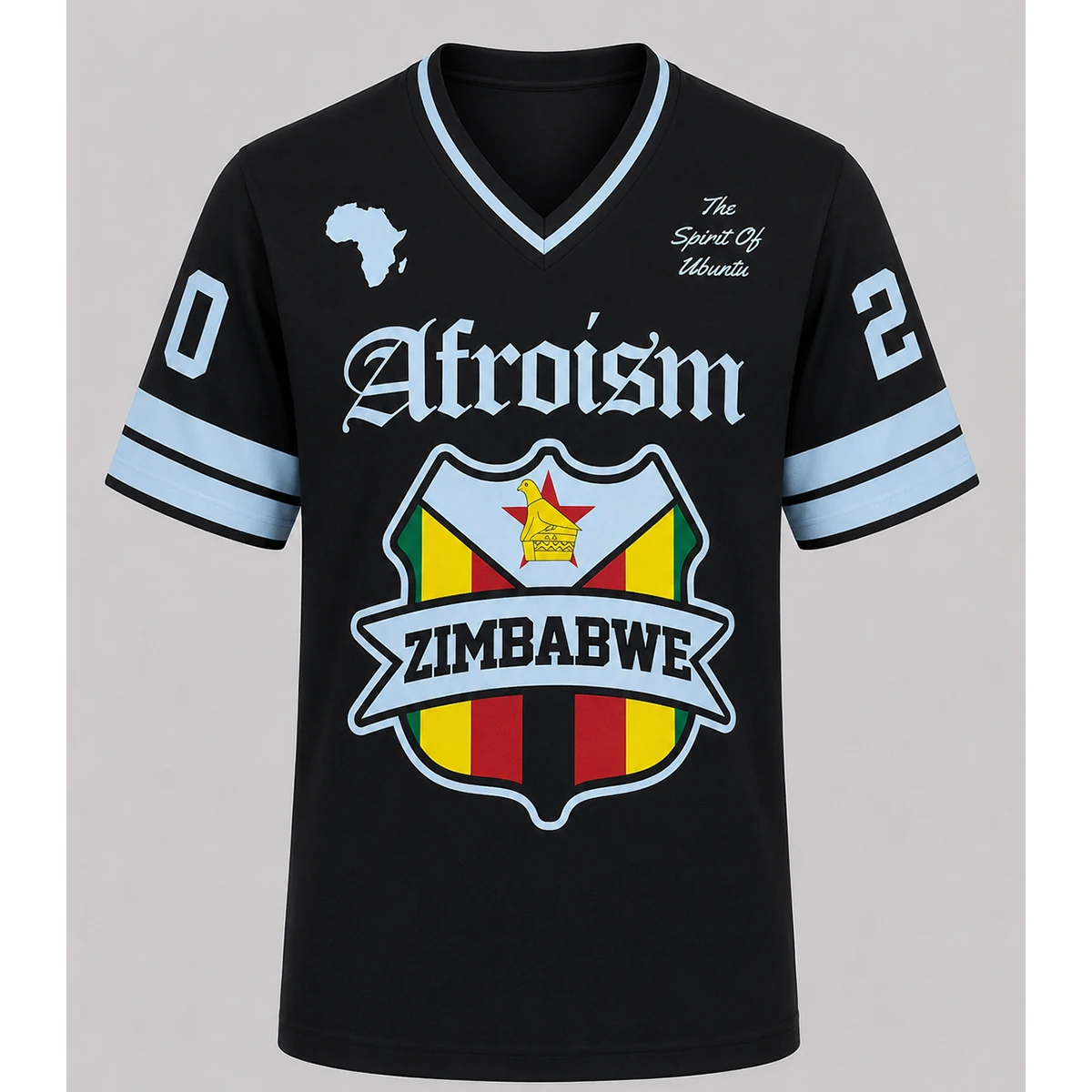 Zimbabwe Satin V-Neck T-Shirt, Men's Summer Sports Retro Street Style Printed Flag Pattern Fashion T-Shirt, Hot Selling Item.