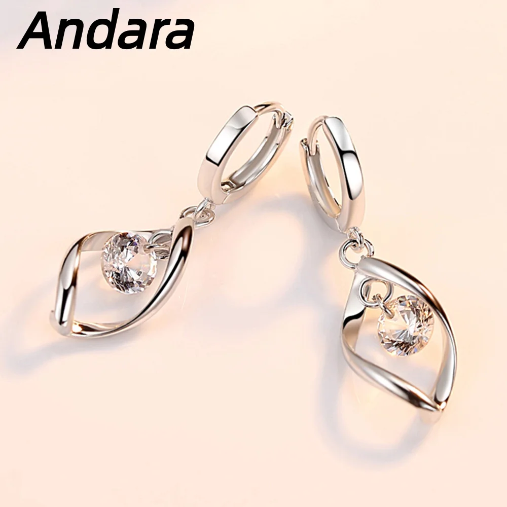 925 Sterling Silver Earrings Shining Crystal Zircon Women's Simple Fashion Pendant Earrings Birthday Party Wedding Jewelry Gift