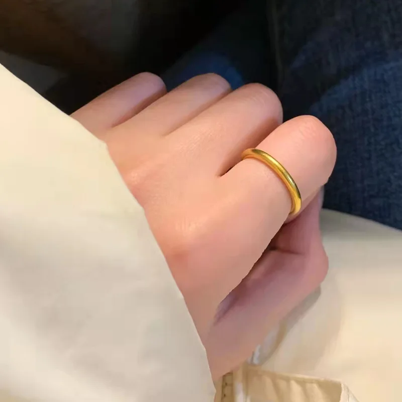 2026 Ancient Plain Smooth Ring Vietnamese Sand Gold Matte Frosted Solid Closed Finger Ring For Women Men Daily Wear Fine Jewelry