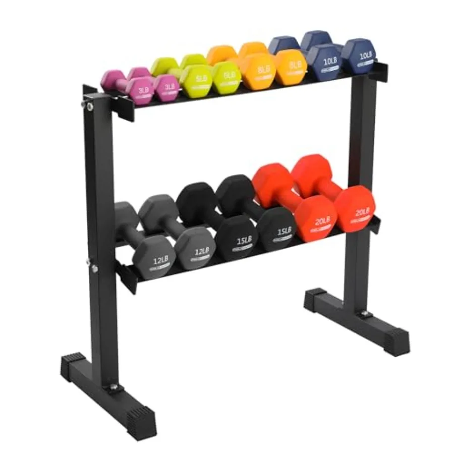 Neoprene Dumbbell Weights Set with Rack, 146 Lbs, Multicolor