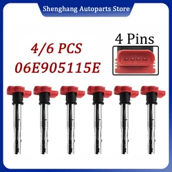4/6pcs Ignition Coil For Audi A4 A5 A6 A7 A8 Q5 Q7 Porsche Cayenne Panamera VW Touareg 07-18 06E905115E 06E905115D 06E905115C