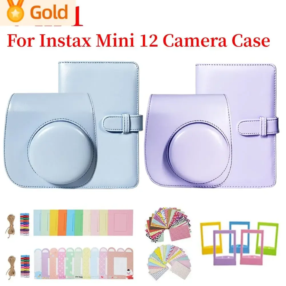 7-in-1-Kameratasche für Instax Mini 12, PU-Leder, weiche Schutzhülle, Reisetasche für Fujifilm Film, Kameratasche mit Schultergurt