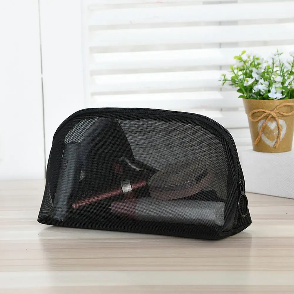 Large Fashion Travel Makeup Organizer Female Makeup Pouch Zipper Nylon Mesh Cosmetic Bag Makeup Case Bath Storage Storage Bag