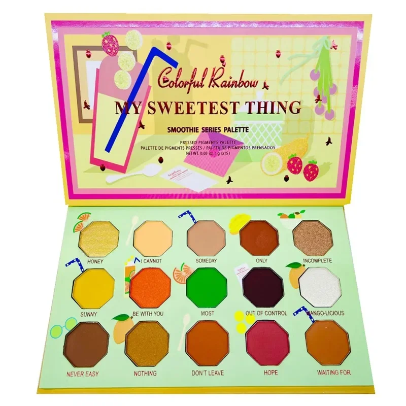 Palette de fards à barrage 15 couleurs avec haute pigmentation, longue durée, couleurs vibrantes, 256 et finition scintillante, fête de vacances