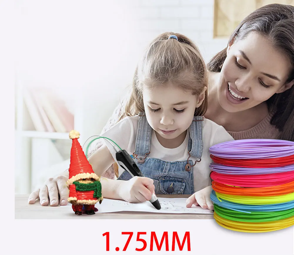 3D Pen PLA Filament Diameter 1.75MM Color 3D Printing Material for 3D Pen 9M/36M/50M/100M/200M Colorless, Odorless and Safe
