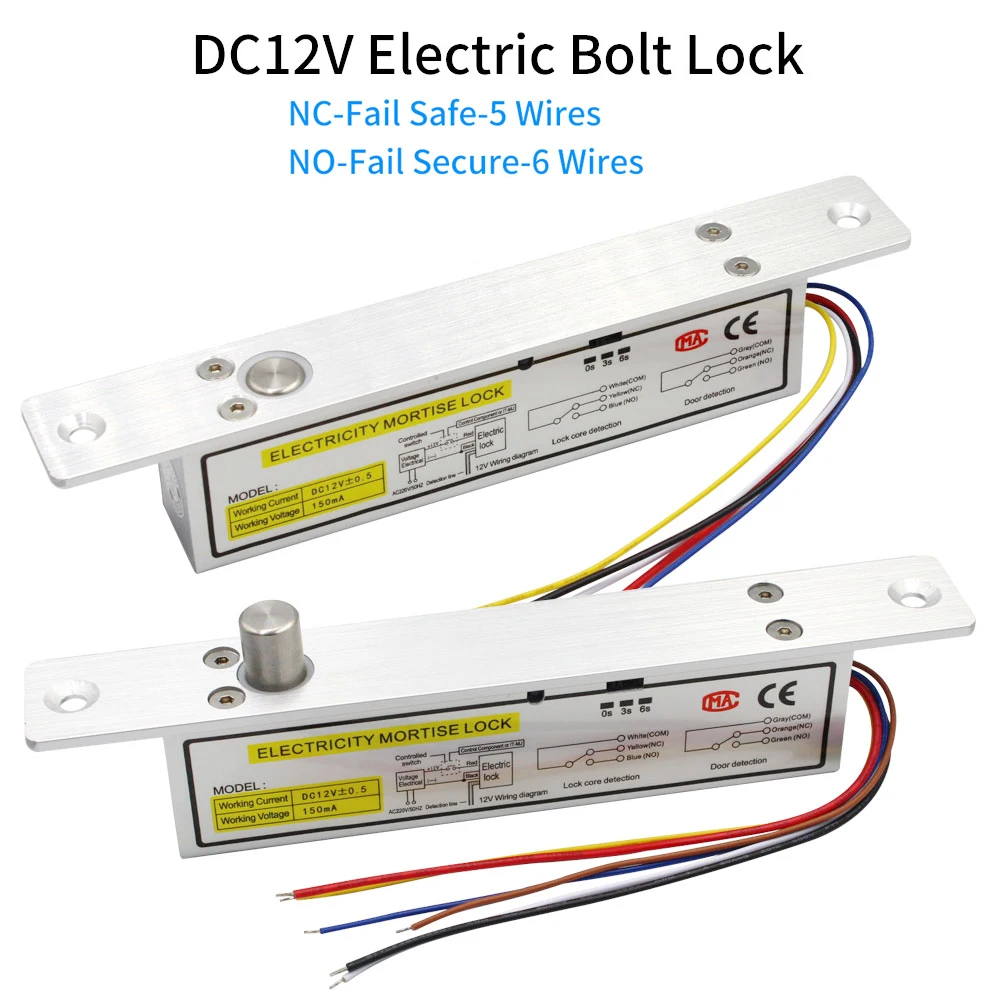 B7L B3L DC12V Access Control Electric Mortise Lock Embedded Electronic Bolt Lock Door Lock With Feedback Fail Safe Fail Secure
