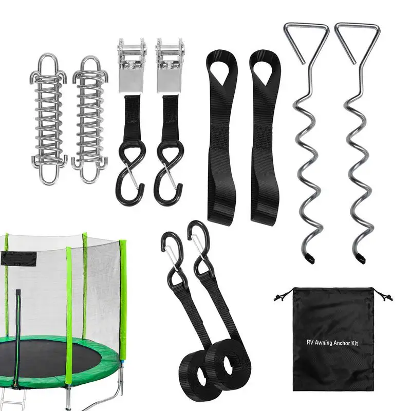 

Travel Trailer Awning Anchor Kit RV Tie Down Stakes Straps For Tent Awning All Weather Waterproof Trampoline Tie Down Tools For