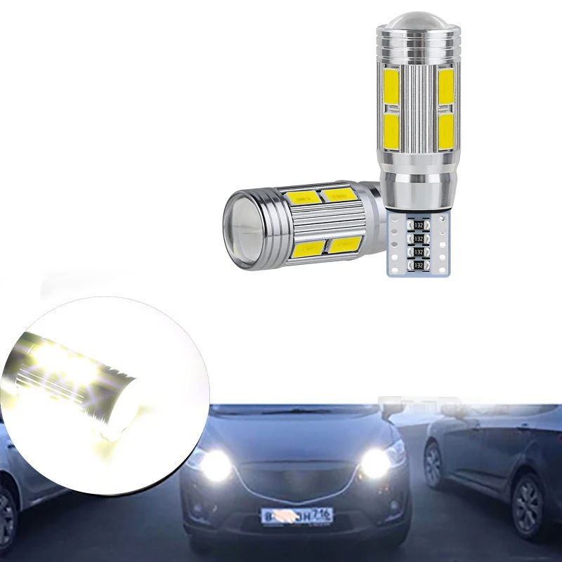 2 sztuki W5W T10 12V 6000K 5630 10 SMD żarówka LED samochodowa Canbus boczna kierunkowskaz klinowa Super jasna biała