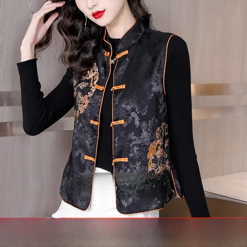 

ort Svel, китайский Sle Jaet, женский жилет на пуговицах спереди, тонкая весенне-осенняя верхняя одежда, новый костюм Faion Tang для мамы