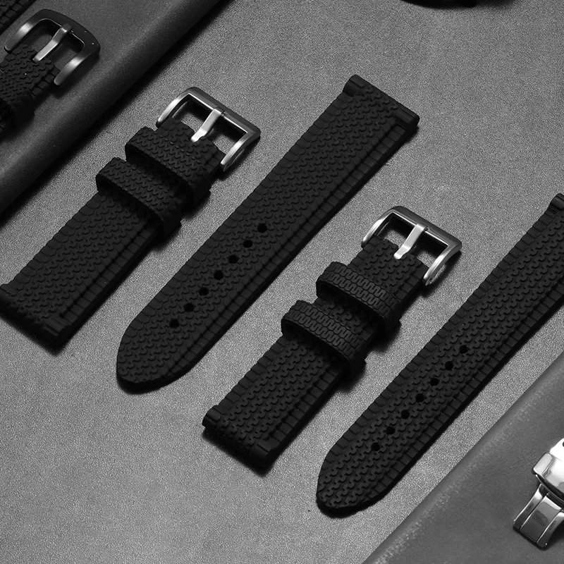 21mm 23mm Black Fluorine rubber watchband For Chopin Chopard Series Classic Racing 168511 Men's Watch strap With Universal model