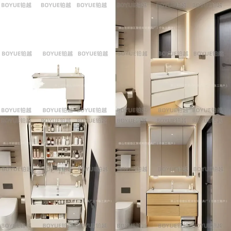 for Honeycomb Aluminum Bathroom Cabinet with Smart Mirror Ceramic Integrated Basin Robot Combination Washbasin Group