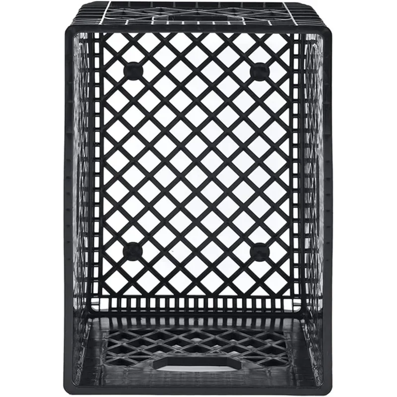 Milk Crate Plastic Basket w/ 4 Handles, Organizer Bins Office Storage & Classroom Organization, 6-, Black