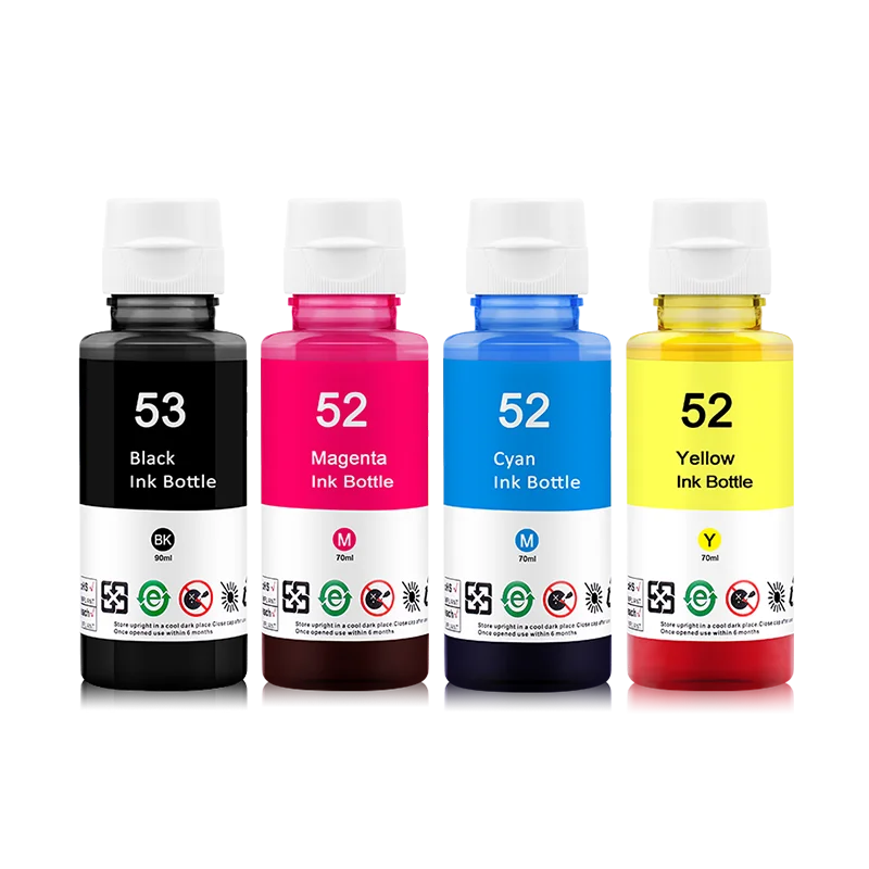 For HP GT-52 GT-53 Refill Ink Kit 70ML For HP GT5820  GT411  GT582  GT410 518 519 510 531 672 726 755 798 Printer Refill Dye Ink