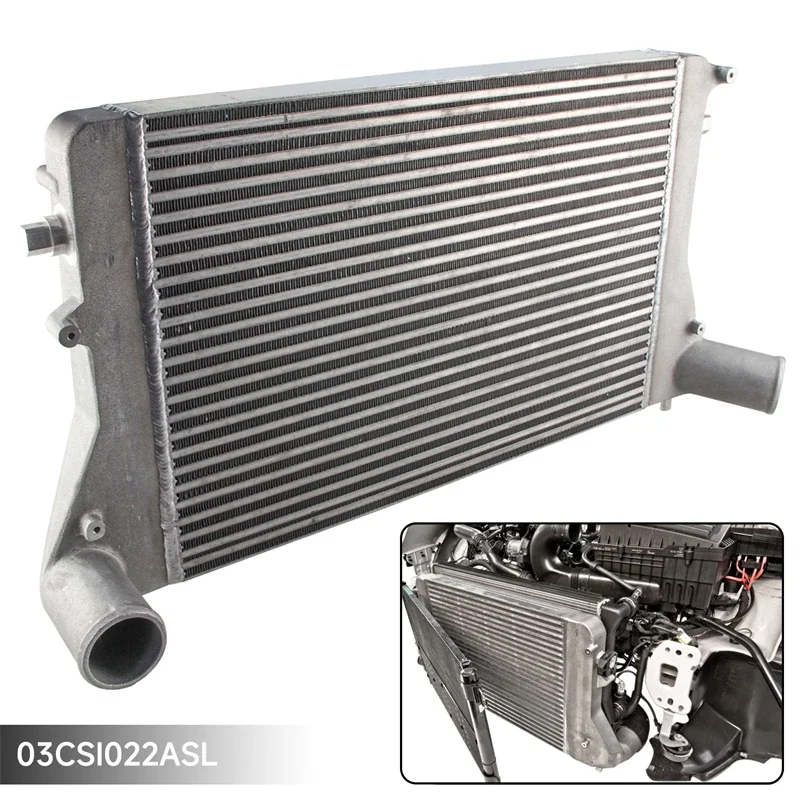 Black/Silver Front Mount Intercooler Fits For  VW Golf GTI 06-10 2.0T Turbo MK5 (Version2) Aluminum